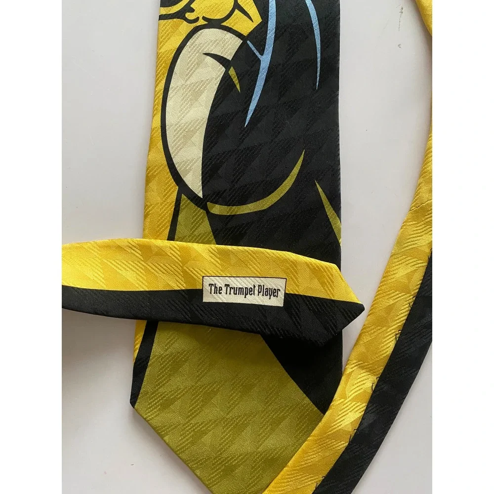 Burton Morris The Trumpet Player Silk Tie Yellow Black Jazz Pop Art Graphic 59x4